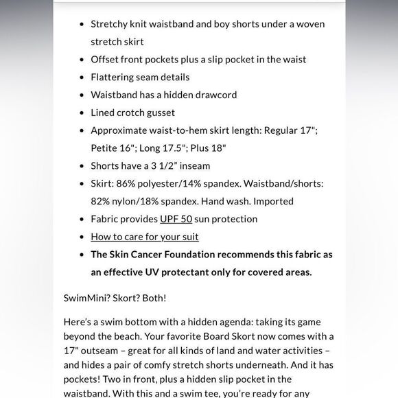 Land's End Swim Plus Standard size Quikdry skirt shorts pockets adjust blk Var - Picture 13 of 13